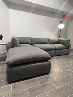 Sectional Cloud Couch Gray Fabric City Furniture GRANT FREE DELIVERY