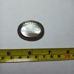 Vintage 925 Sterling And Mother Of Pearl Brooch