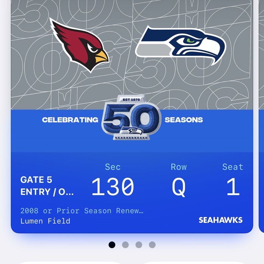 Box Row:q Seahawks Tickets Vs Arizona Cardinals On November 9th Section 130 Row Q ...