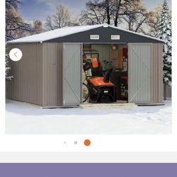  10 ft. W x 10 ft. D Brown Storage Shed Galvanized