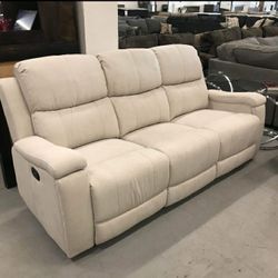 Cream Color Reclining Sofa, Loveseat Living Room Furniture 💛No Needed Credit Check 💛 $39 Down Payment with Financing