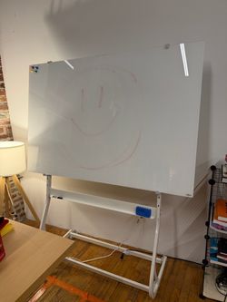 Rolling Magnetic Glass Whiteboard Standing - Large Portable Wheels Dry Erase White Board Stand with Strong Magnets, Ideal for Office, Home and Classro