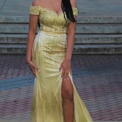 Gold prom dress
