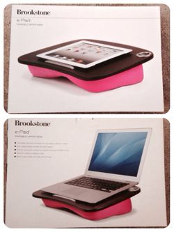 Brookstone e-Pad Portable Lap Desk - Pink (For Notebook, iPad, Tablet, PC)