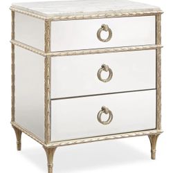 Nightstand Mirrored marble top furniture bedroom elegant gold baroque 3 drawer house home new