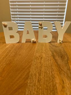 BABY Wood Letter Sign with Seashells