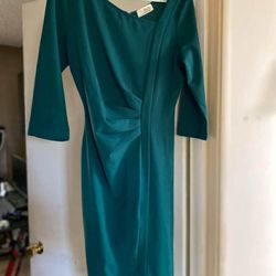 Vintage Inspired Green Slant Neck Dress