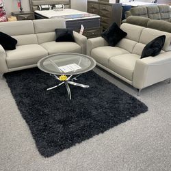 Grey Leatherette Sofa & Love Seat!