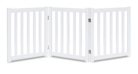 🐾 24" 3 Panel Freestanding Wood Folding Pet Gate, White - New