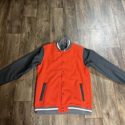 Nike Team Varsity Football Letterman’s Bomber Jacket Orange DJ5971-820 Mens Size Medium, Large And XL