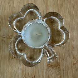 Glass Clover Tealight Candle Holder