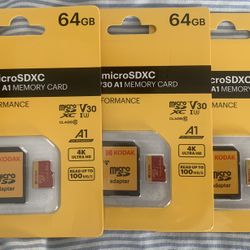 KODAK microSDXC 64GB UHS-I U3 V30 A1 Memory Card Ultra Performance