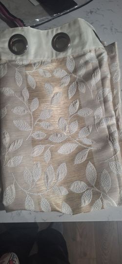 Gold Leaf Pattern Grommet Curtain Panel