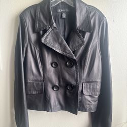 INC XL Black Leather Jacket