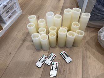 Flameless LED Pillar Candles Set of 18 with 4 Remotes