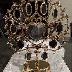 Frame picture family tree generation keepsake gold musical wind up NEW