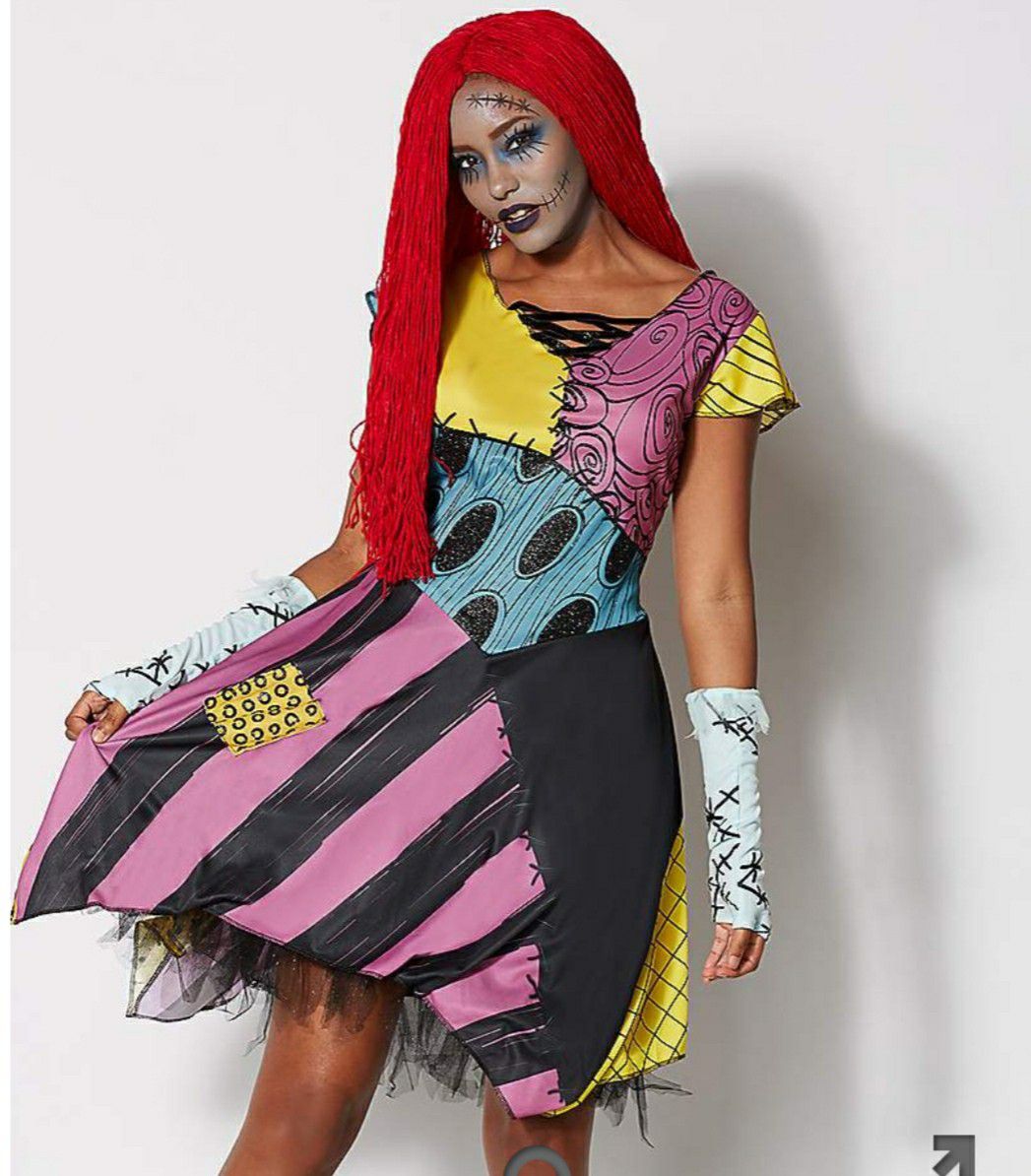 XL Sassy Sally Halloween costume nightmare before Christmas wig/ dress