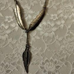 Feather And Crystal Necklace $9