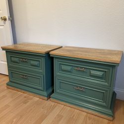 Two Olive Nightstands Set