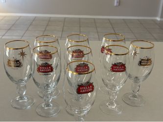 Stella Artois Belgium Gold Rim Large Beer Glass Chalice 33 Cl Good Condition