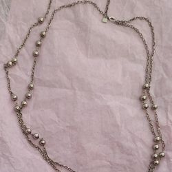 Vintage Banana Republic Silver Tone Beaded Necklace. 