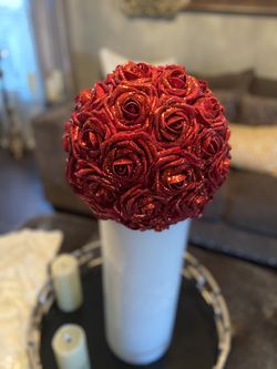 Deep Red Rose Topiary / Rose Ball