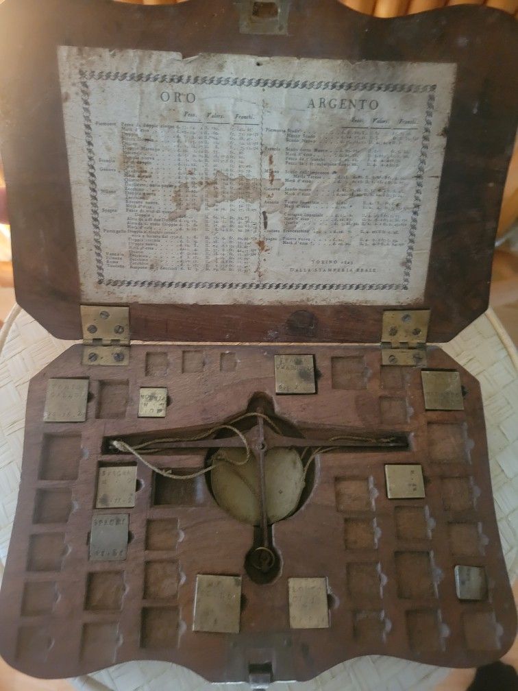 RARE - Dated 1823 Antique Gold And Silver Scale And Weights
