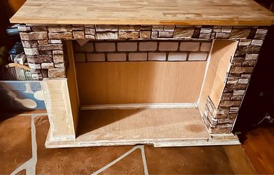 Pinewood fireplace mantel