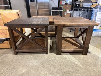 Rustic Farmhouse X-Frame Side Table ( Set of 2 )