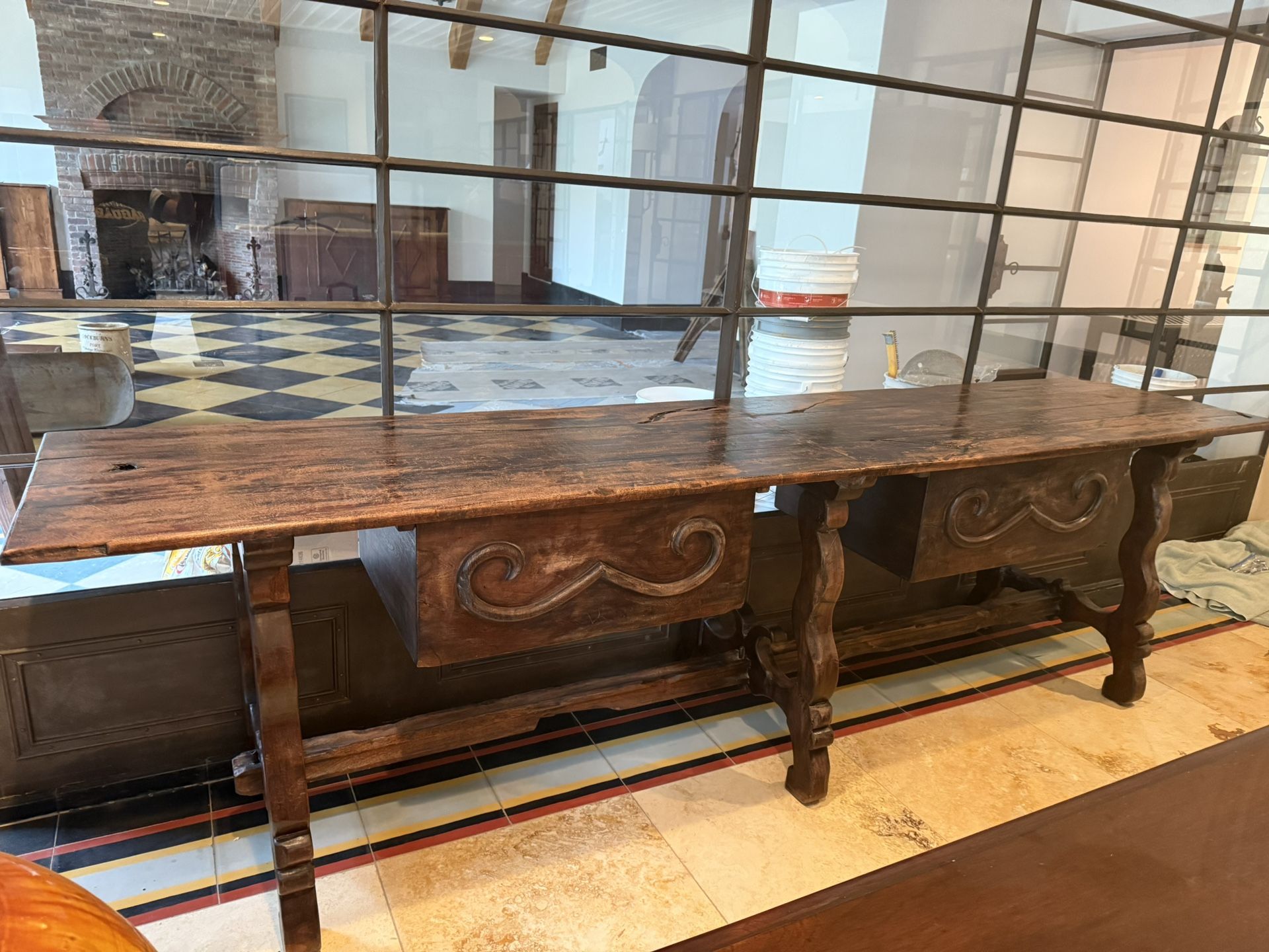 Vintage Scrolled Console Table