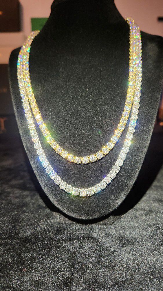 Two 5mm Moissanite Tennis Chains