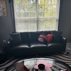 Black Faux Leather Sofa