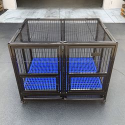 (New) $190 Folding Double-Door Heavy Duty Dog Cage Kennel 41x31x34 inches 
