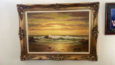 Seascape painting, framed, 3 ft by 2ft approximately