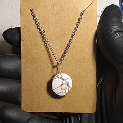 sterling silver shiva shell wire wrap necklace 