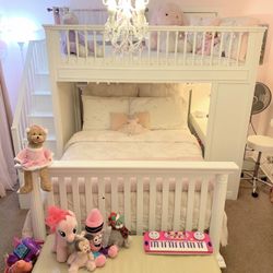 Pottery Barn Trundle Twin Bed With Desk White For Little Girls 