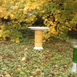 Pretty Tall Golden Bamboo Ceramic Birdbath🦋🐦🌺🌻Buy 2 Or 3 Get Free Solar Fountain