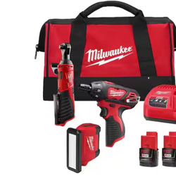 M12 12V Lithium-Ion Cordless Combo Kit (-3Tool) with Two 2.0Ah Batteries, Charger & Tool Bag vs
