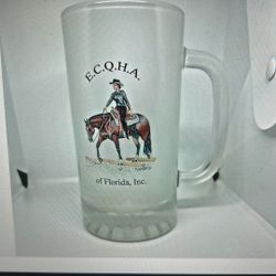 Vintage Equestrian Equine Western Horse Frosted Beer Glass 
