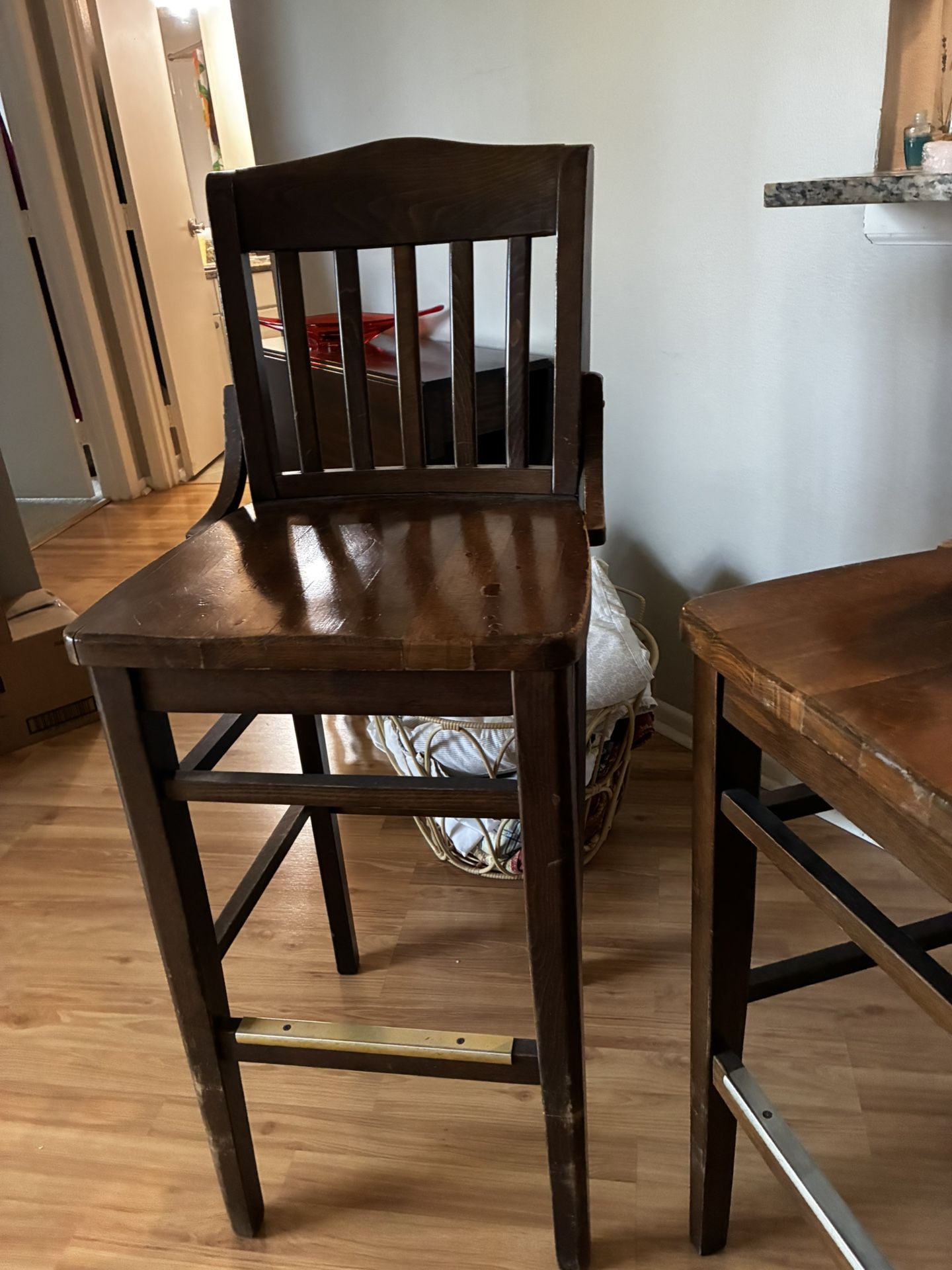 3 Wood Pub Style Bar Stools- $20 Ea/ $50 For All