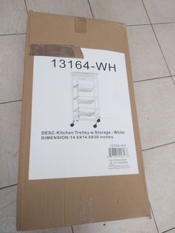 Brand new White Kitchen Storage Trolley Cart with Countertop, Drawer, 3 Pull-Out Storage Baskets