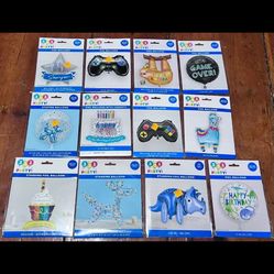 Assorted Lot of Foil Balloons (Boys, Birthday, Special Occasion)- 12 Balloon Lot