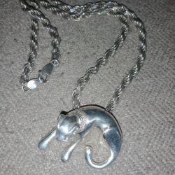 Silver Chain And Pendant With Diamond Chips 
