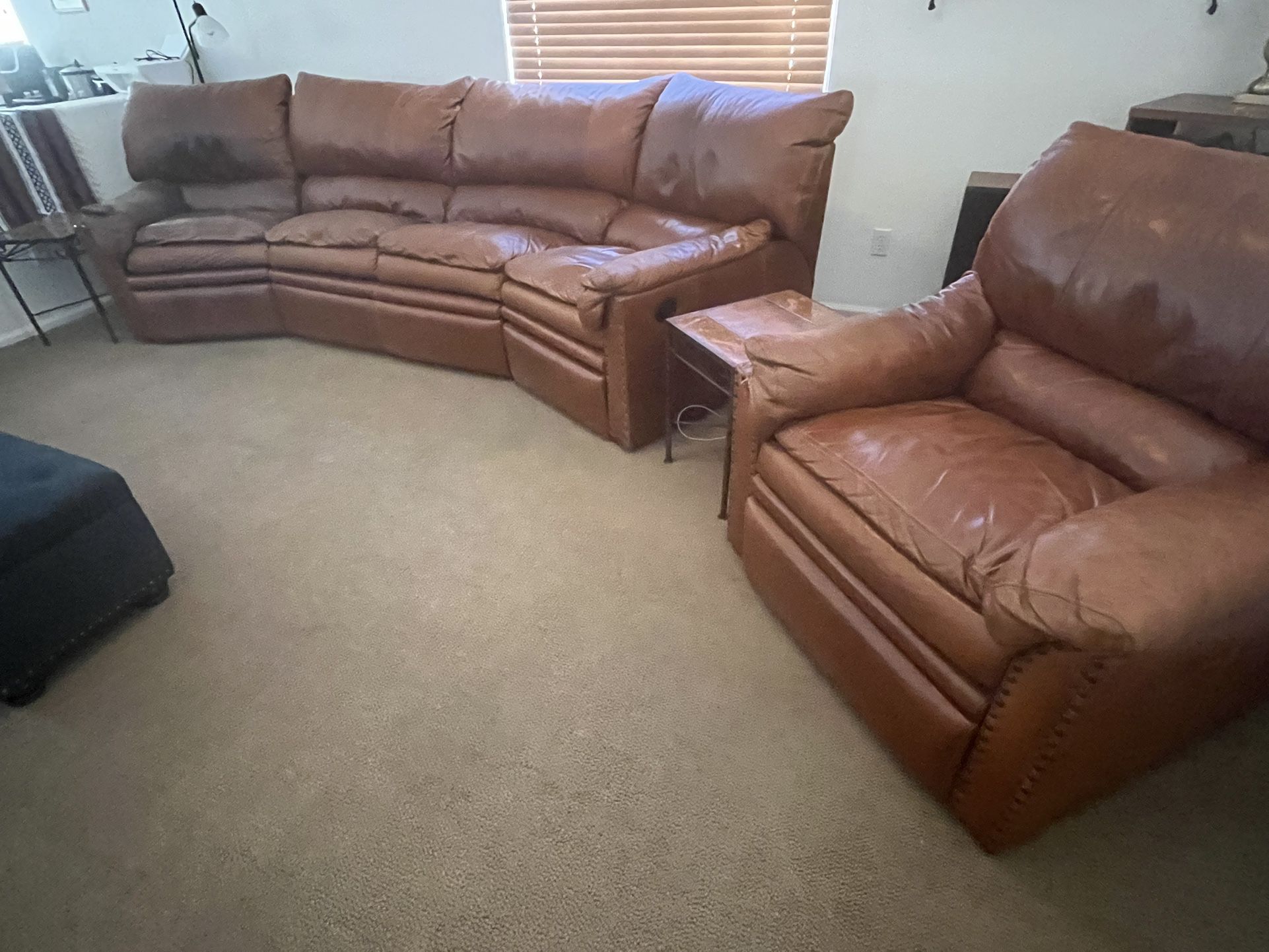 Brown Reclining Couch And Matching Recliner Chair