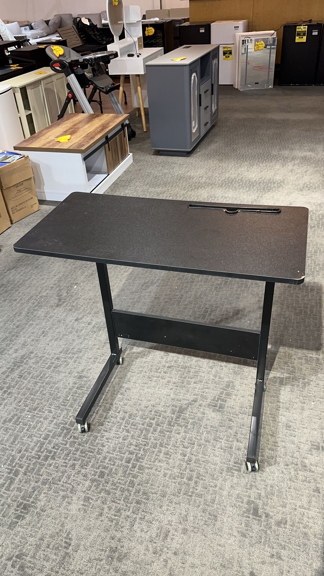 #FA042407 Rolling Desk Adjustable Standing Desk, Mobile Side Table 31.4 Inches w/Wheels Adjustable C Table Movable Portable Laptop Computer Stand for 