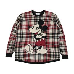 Mickey Mouse Plaid Sweater Medium M Spirit Jersey Disney Sweatshirt Crewneck Red