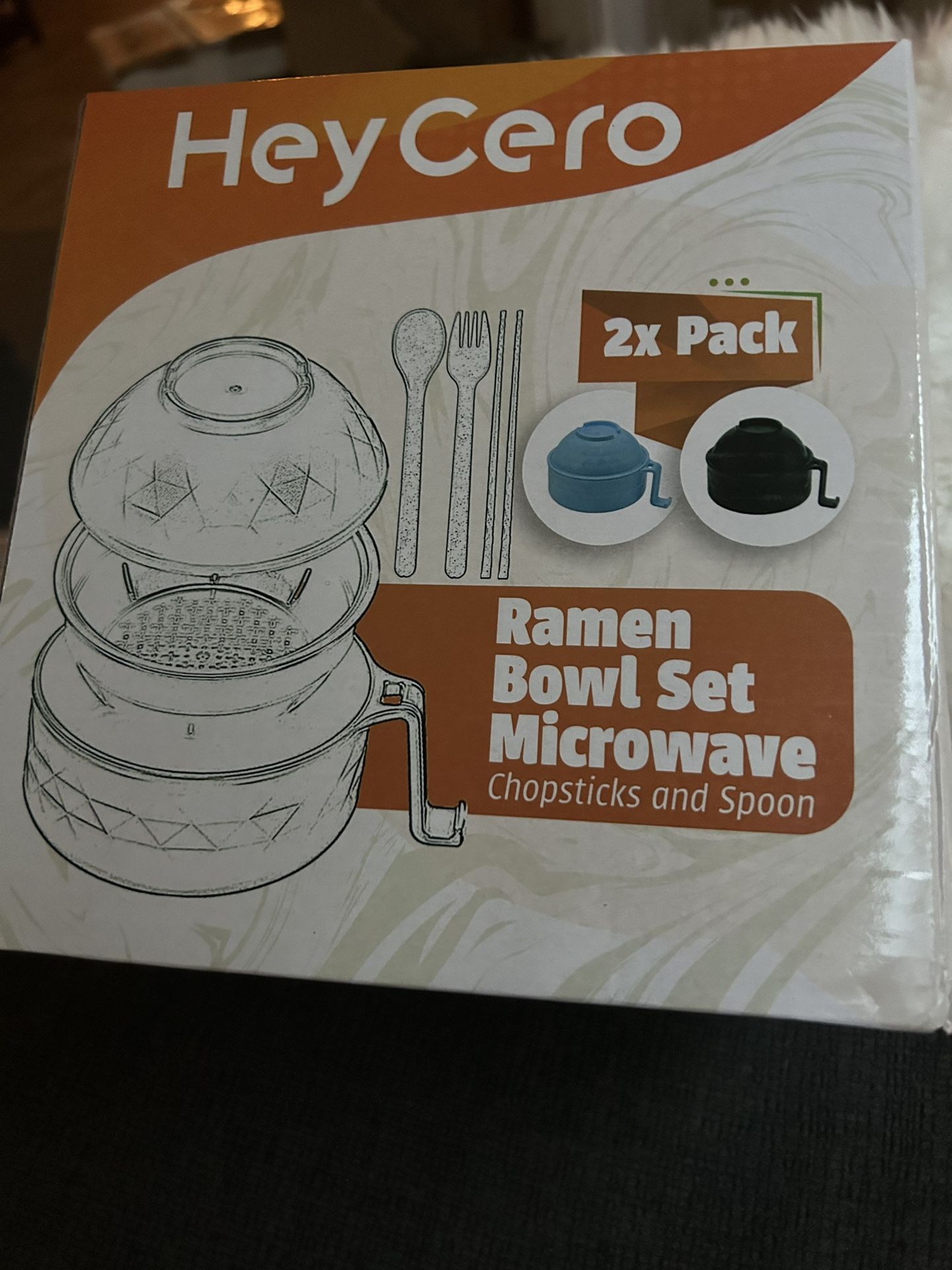 Microwave Ramen Bowl Set, 2 Packages Microwave Ramen Cooker Set, Wheat Fiber Instant Noodle Bowl with Chopsticks, Stuff for College Dorm Room Essentia