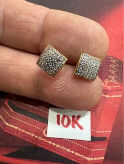 10K Solid Gold Earrings For Wedding CUBIC ZIRCONIUM STONES