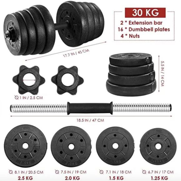 Adjustable Dumbbell Set Up To 66LBs Non-Slip