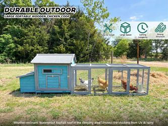 114"Wooden Chicken Coop with Outdoor Run, Weatherproof Hen House with Nesting Box, Lockable Doors & Ramp, 19.6ft² Large Poultry Cage for 2-3 Chickens